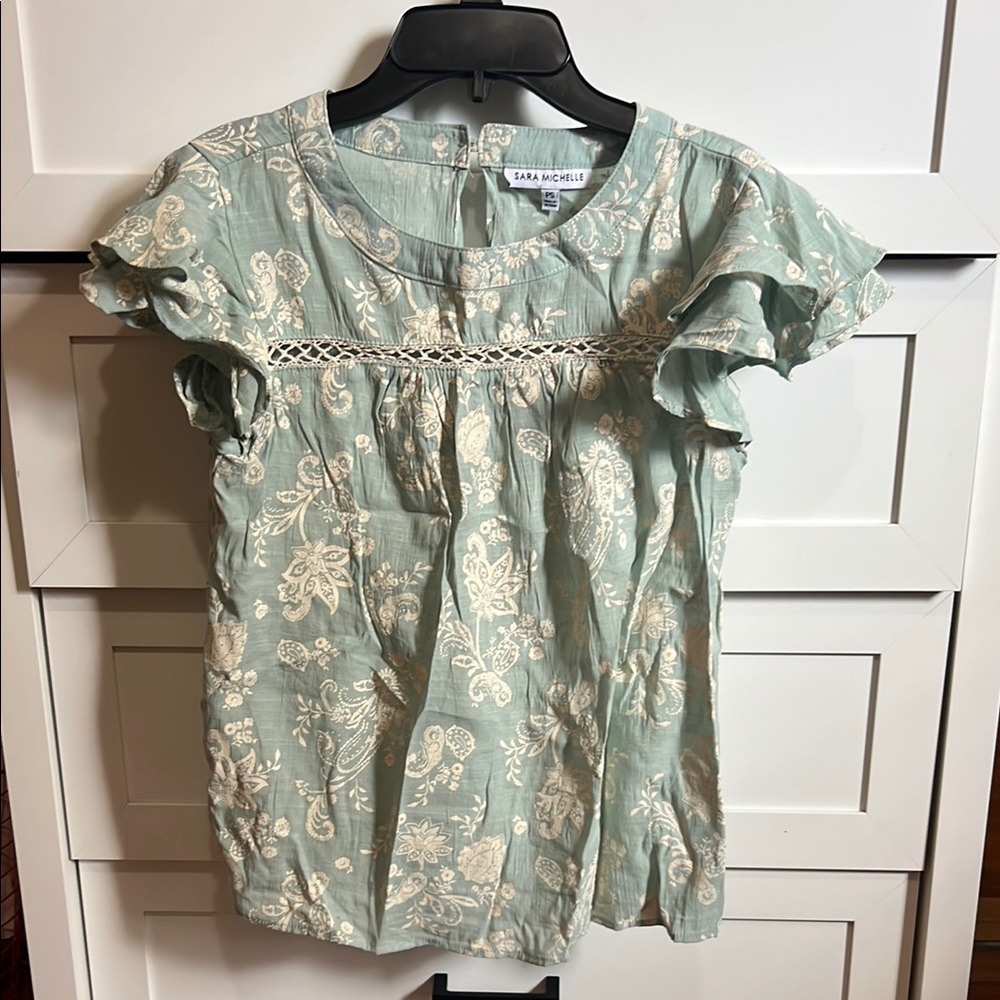 Sara Michelle Mint Floral Top